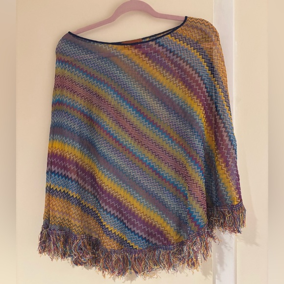 Missoni Chevron Diagonal Stripe Poncho Fringe - Picture 1 of 4